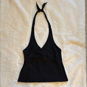 Lands End Black Textured Halter Top